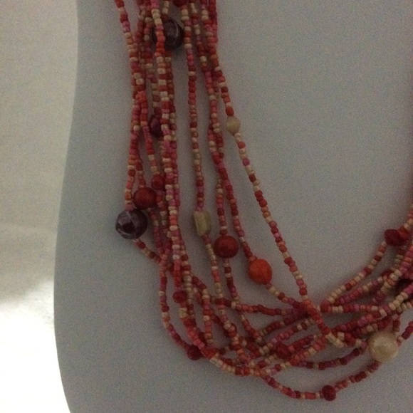Chico's Jewelry - Chico's Multi-strand Red & Orange Beaded Necklace